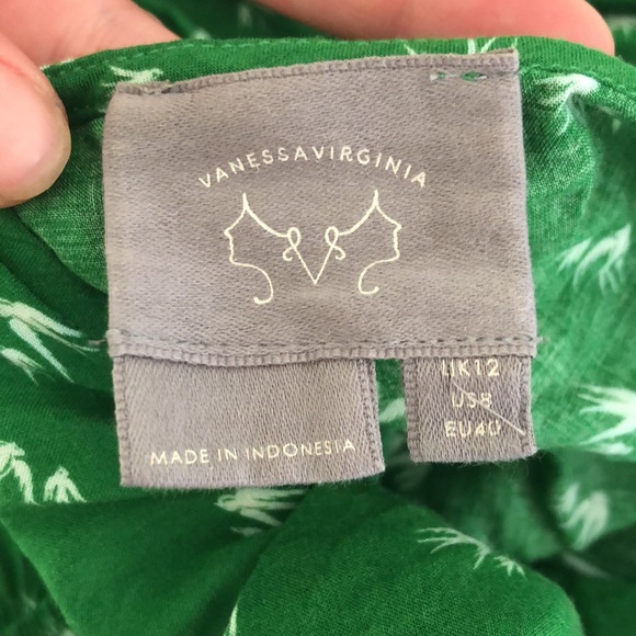 Anthropologie green summer top tie back - Picture 4 of 11